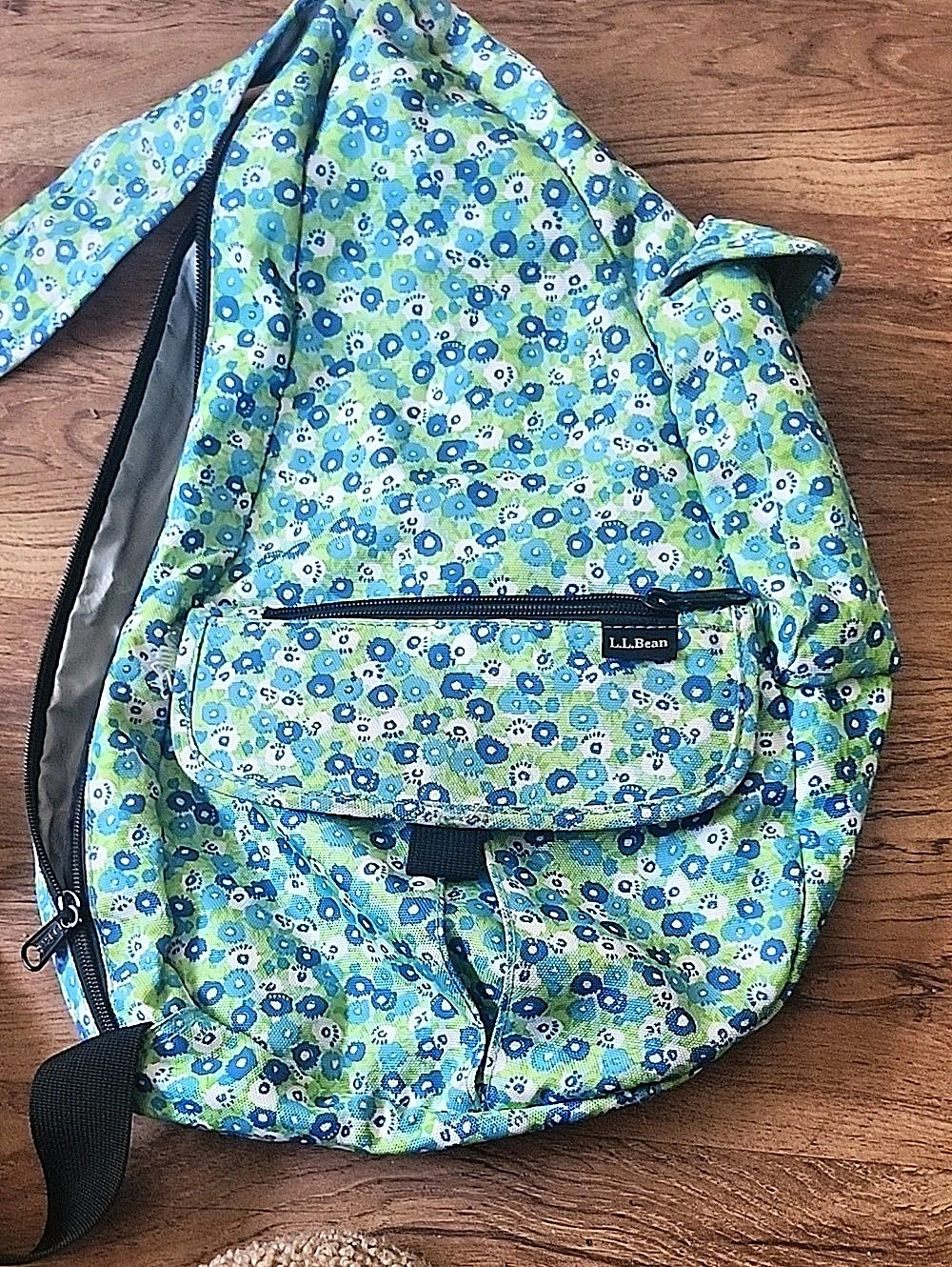 LL Bean Floral Backpack/Crossbody in Green & Blue